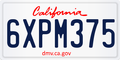 CA license plate 6XPM375