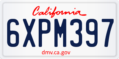 CA license plate 6XPM397