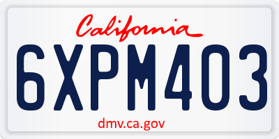 CA license plate 6XPM403