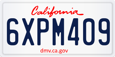 CA license plate 6XPM409