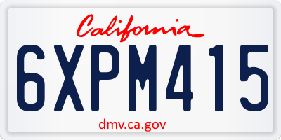 CA license plate 6XPM415