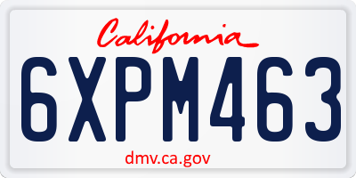 CA license plate 6XPM463