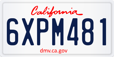 CA license plate 6XPM481