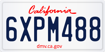 CA license plate 6XPM488