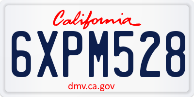 CA license plate 6XPM528