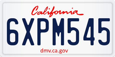 CA license plate 6XPM545