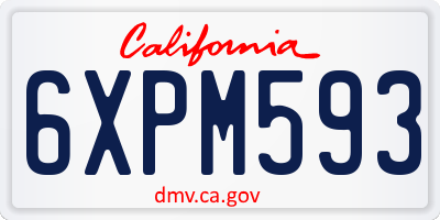 CA license plate 6XPM593