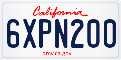 CA license plate 6XPN200