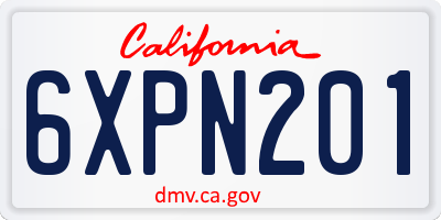 CA license plate 6XPN201