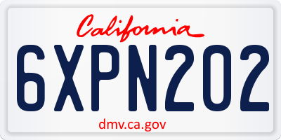 CA license plate 6XPN202