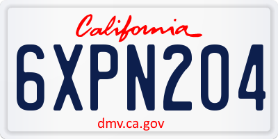 CA license plate 6XPN204
