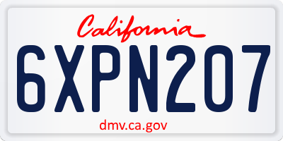CA license plate 6XPN207