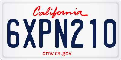 CA license plate 6XPN210