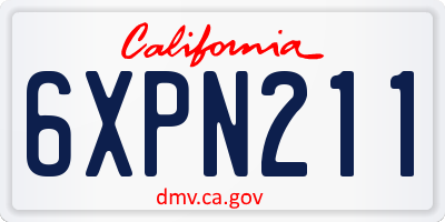 CA license plate 6XPN211