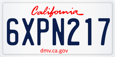 CA license plate 6XPN217