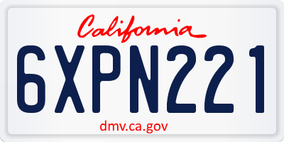 CA license plate 6XPN221