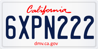 CA license plate 6XPN222