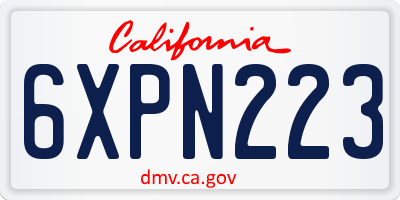 CA license plate 6XPN223