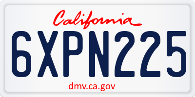 CA license plate 6XPN225