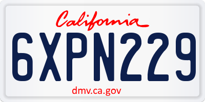 CA license plate 6XPN229