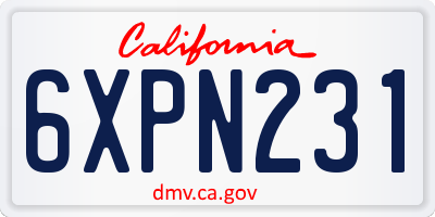 CA license plate 6XPN231