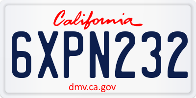 CA license plate 6XPN232