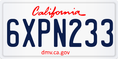 CA license plate 6XPN233