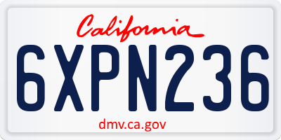 CA license plate 6XPN236