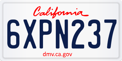 CA license plate 6XPN237