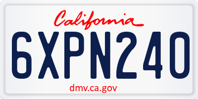 CA license plate 6XPN240