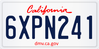 CA license plate 6XPN241