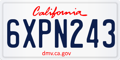 CA license plate 6XPN243