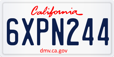 CA license plate 6XPN244