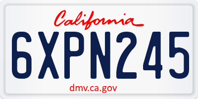 CA license plate 6XPN245
