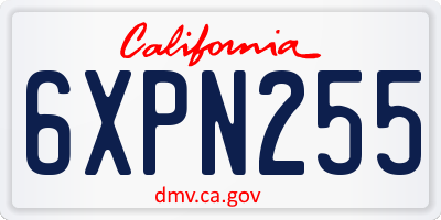 CA license plate 6XPN255