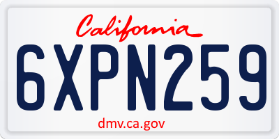 CA license plate 6XPN259