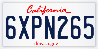 CA license plate 6XPN265