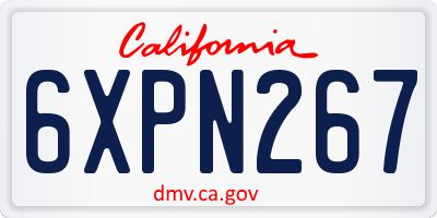 CA license plate 6XPN267