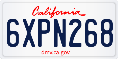 CA license plate 6XPN268