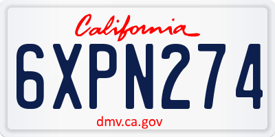 CA license plate 6XPN274