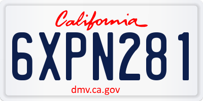 CA license plate 6XPN281