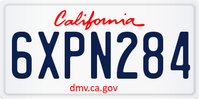 CA license plate 6XPN284