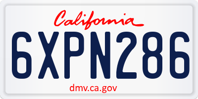 CA license plate 6XPN286