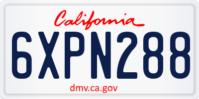 CA license plate 6XPN288