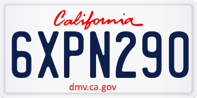 CA license plate 6XPN290