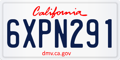 CA license plate 6XPN291
