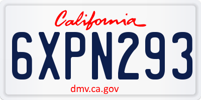 CA license plate 6XPN293