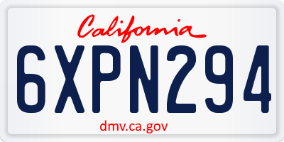 CA license plate 6XPN294