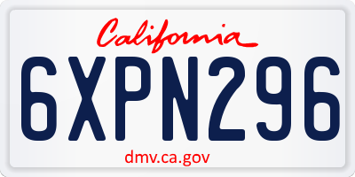 CA license plate 6XPN296