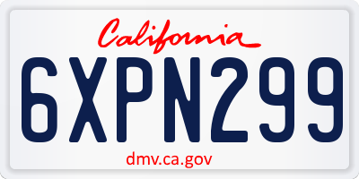 CA license plate 6XPN299
